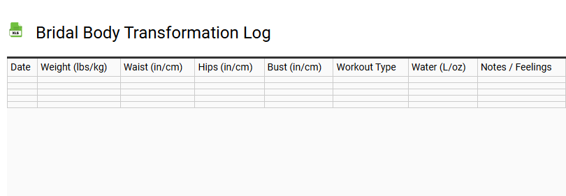 Bridal Body Transformation Log