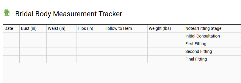 Bridal Body Measurement Tracker