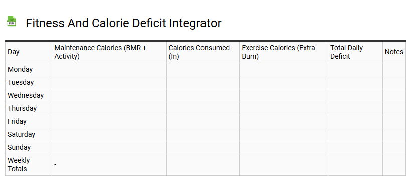 Fitness and Calorie Deficit Integrator