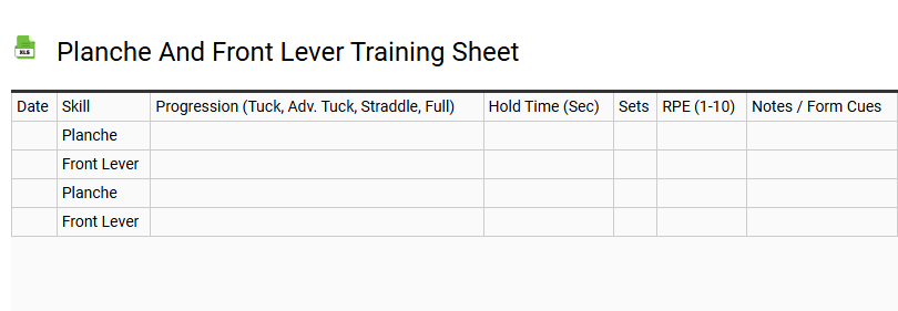 Planche and Front Lever Training Sheet