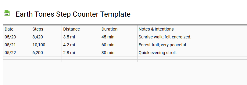 Earth Tones Step Counter Template