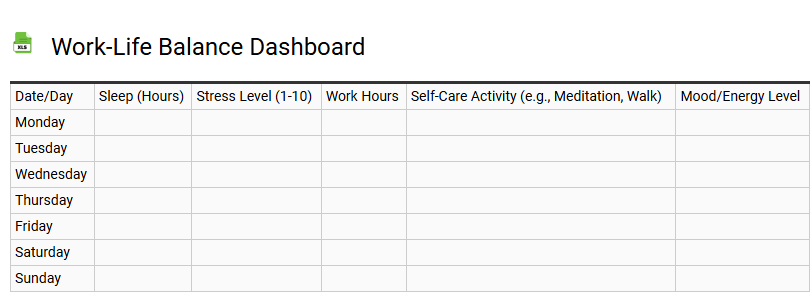 Work-Life Balance Dashboard