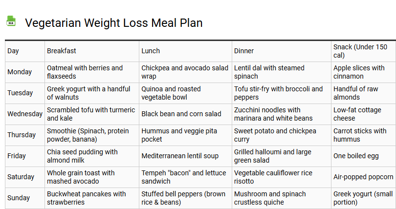 Vegetarian Weight Loss Meal Plan