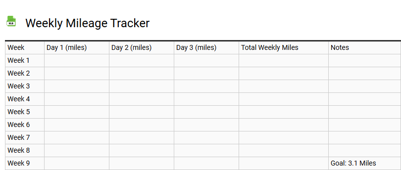 Weekly Mileage Tracker