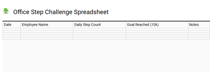 Office Step Challenge Spreadsheet