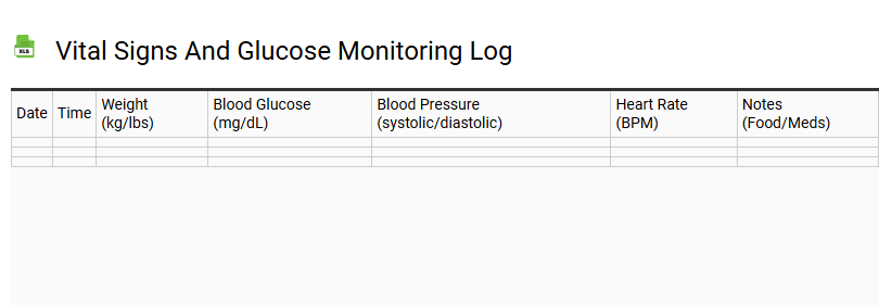 Vital Signs and Glucose Monitoring Log