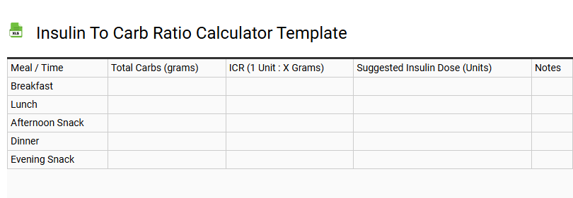 Insulin to Carb Ratio Calculator Template