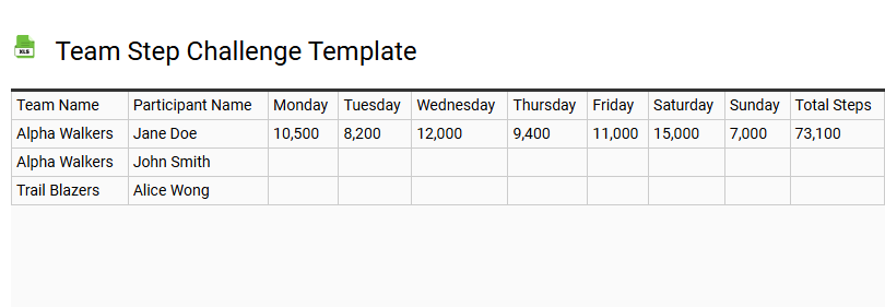 Team Step Challenge Template