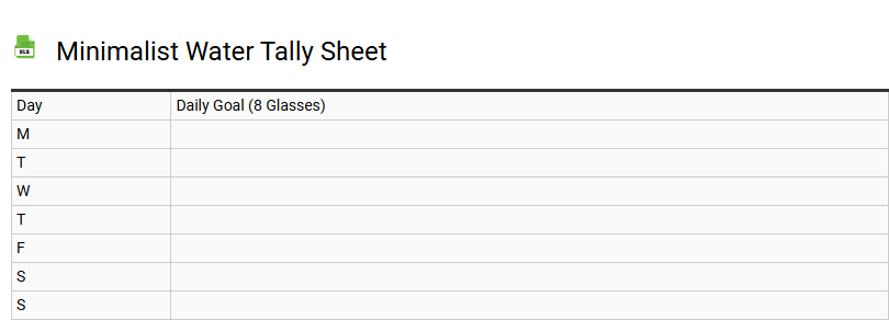Minimalist Water Tally Sheet