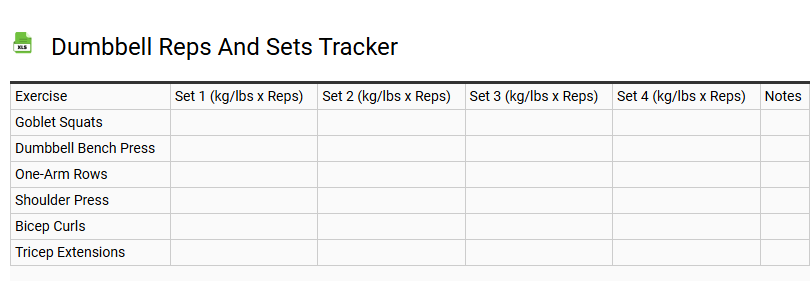 Dumbbell Reps and Sets Tracker
