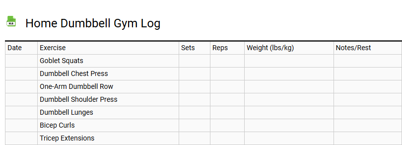 Home Dumbbell Gym Log
