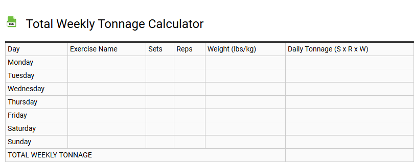 Total Weekly Tonnage Calculator