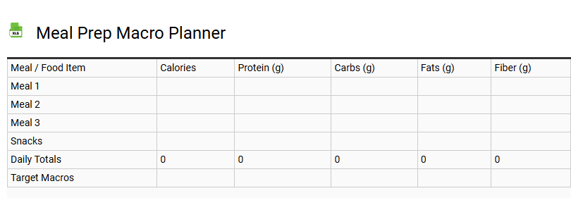Meal Prep Macro Planner