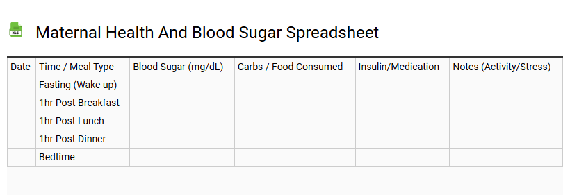 Maternal Health and Blood Sugar Spreadsheet