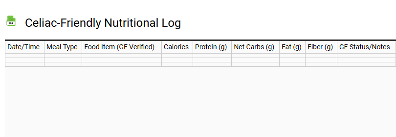 Celiac-Friendly Nutritional Log
