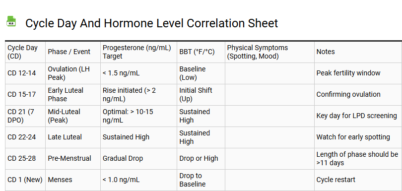 Cycle Day and Hormone Level Correlation Sheet