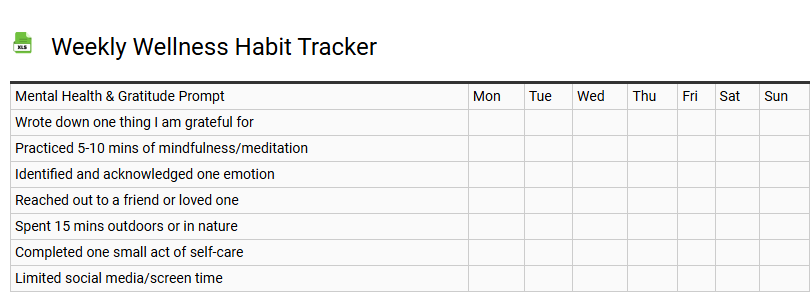 Weekly Wellness Habit Tracker
