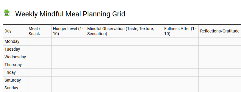 Weekly Mindful Meal Planning Grid