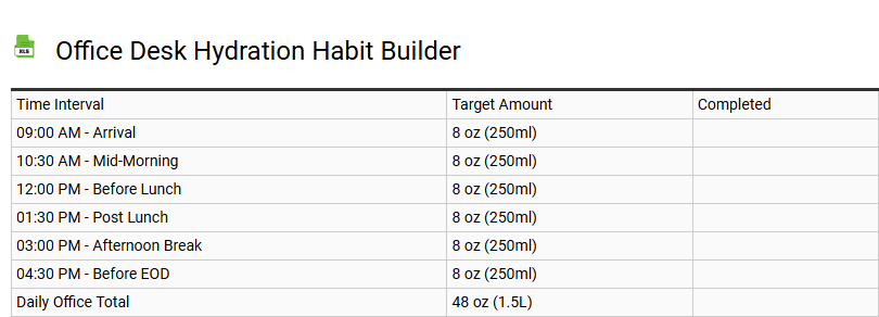 Office Desk Hydration Habit Builder