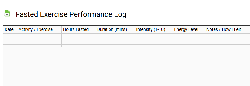 Fasted Exercise Performance Log