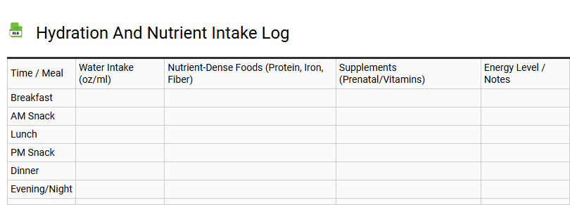 Hydration and Nutrient Intake Log