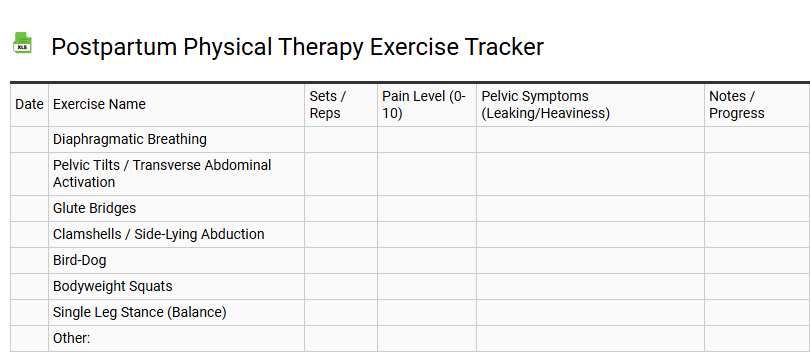 Postpartum Physical Therapy Exercise Tracker