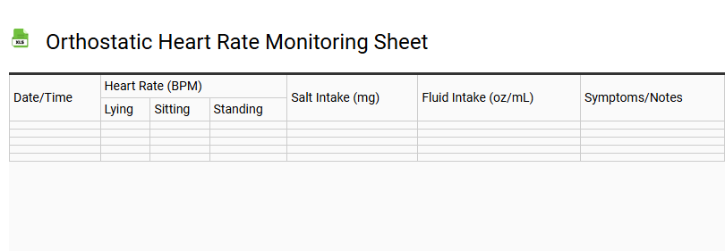Orthostatic Heart Rate Monitoring Sheet