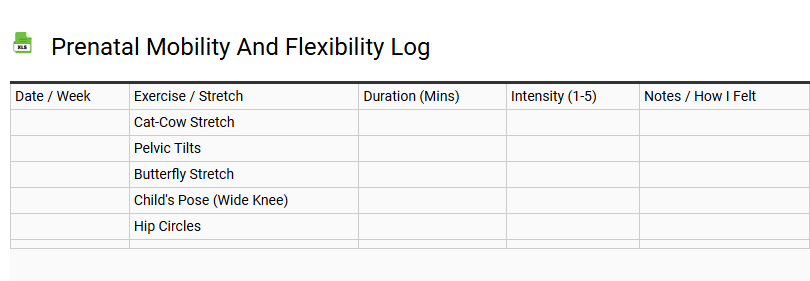 Prenatal Mobility and Flexibility Log