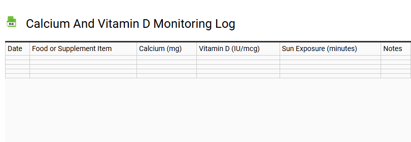 Calcium and Vitamin D Monitoring Log