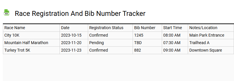 Race Registration and Bib Number Tracker
