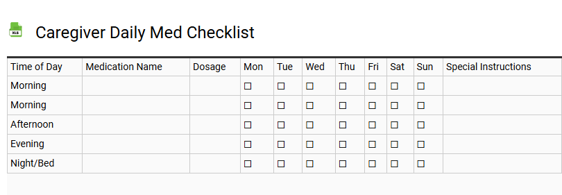 Caregiver Daily Med Checklist