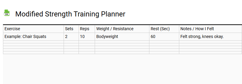 Modified Strength Training Planner