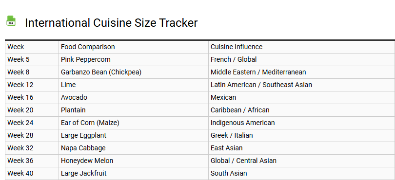 International Cuisine Size Tracker