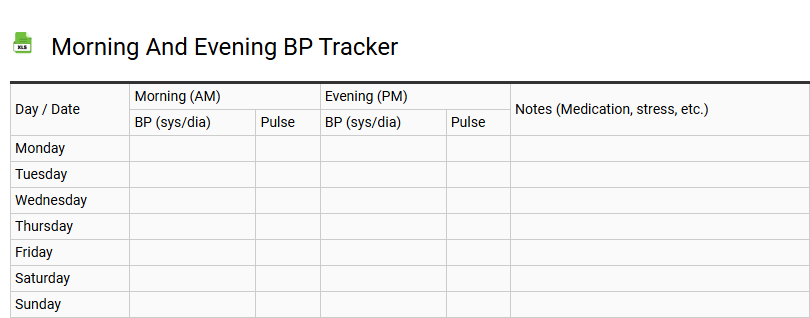 Morning and Evening BP Tracker