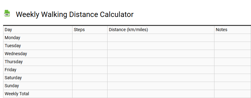 Weekly Walking Distance Calculator