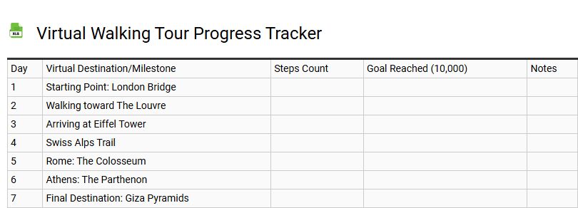 Virtual Walking Tour Progress Tracker