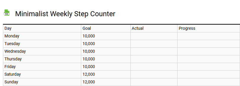 Minimalist Weekly Step Counter
