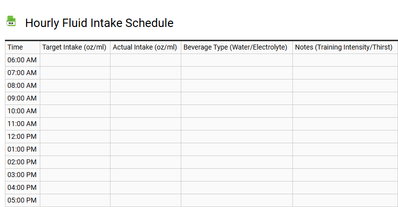Hourly Fluid Intake Schedule