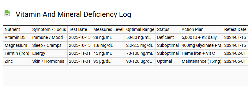Vitamin and Mineral Deficiency Log