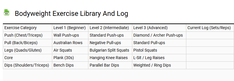 Bodyweight Exercise Library and Log