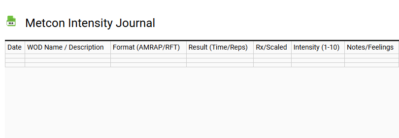 Metcon Intensity Journal