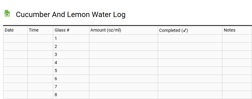 Cucumber and Lemon Water Log