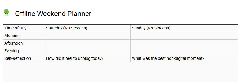 Offline Weekend Planner