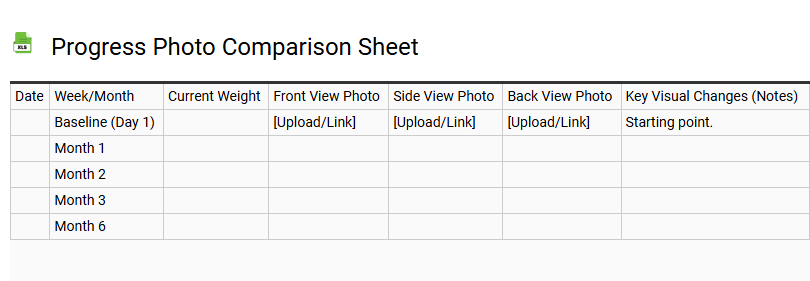 Progress Photo Comparison Sheet