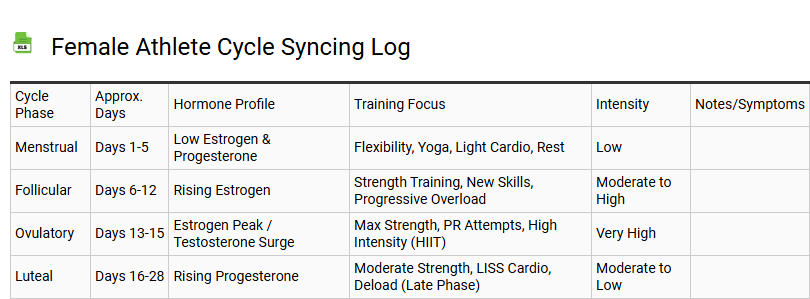 Female Athlete Cycle Syncing Log
