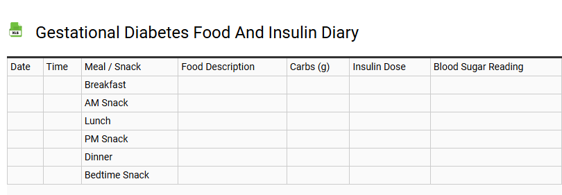 Gestational Diabetes Food and Insulin Diary