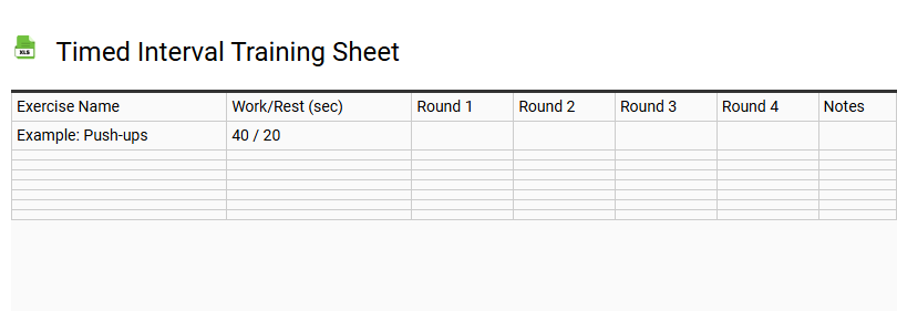 Timed Interval Training Sheet