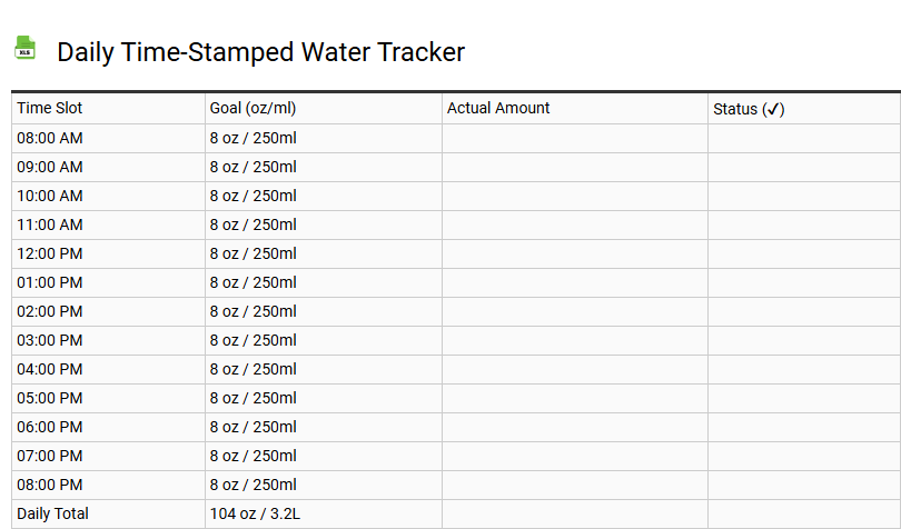 Daily Time-Stamped Water Tracker