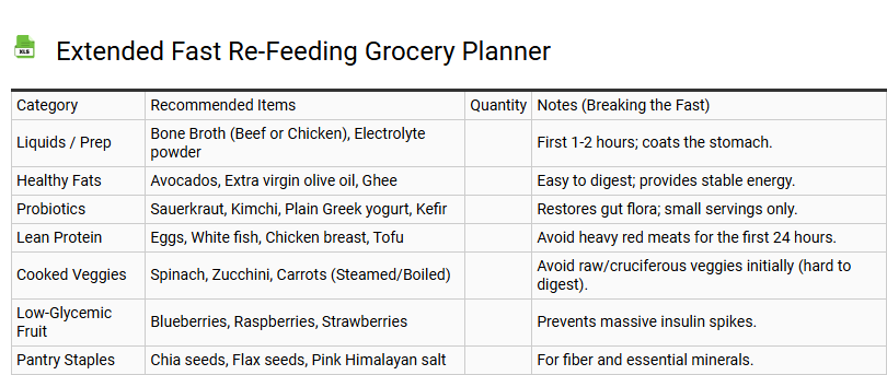 Extended Fast Re-Feeding Grocery Planner
