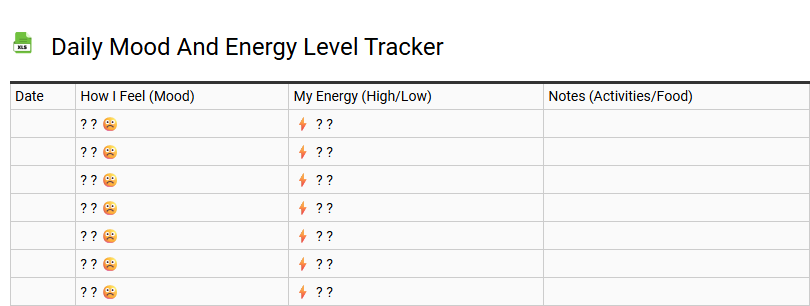 Daily Mood and Energy Level Tracker
